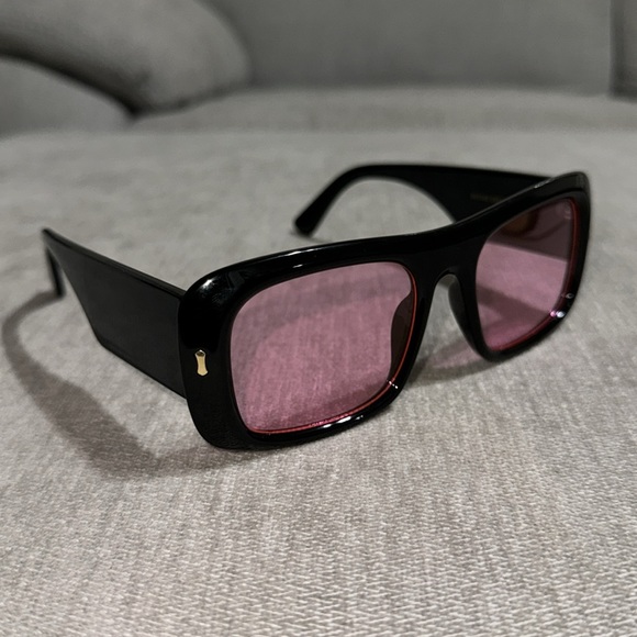 BUNDLE 2 Black Rectangular Sunglasses with Colorful Lenses - Picture 6 of 10